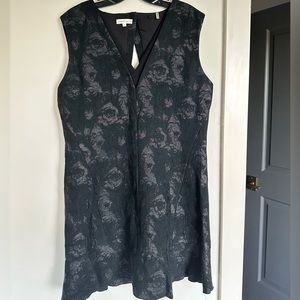 rebecca taylor black flower detail mini midi dress open back v neck